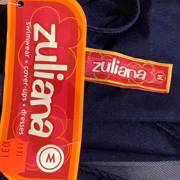 Zuliana Size Medium Blue Mesh Ruffle Skirt. Made In USA. New With Tag. - Picture 3 of 3